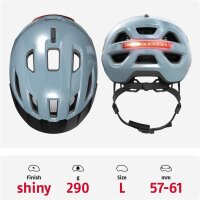 ABUS Urban-I 4.0 Fahrradhelm L (57–61 cm), mit USB-Rücklicht, 2 Modi, Gletscherblau, für Jugendliche und Erwachsene
