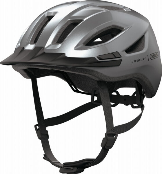 ABUS Urban-I 4.0 bicycle helmet M, with USB rear light, 2 modes, graphite silver, for adults and teenagers