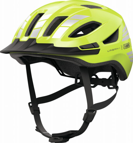 ABUS Urban-I 4.0 bicycle helmet M, signal yellow, with USB rear light, 2 modes, for adults and teenagers