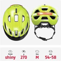 ABUS Urban-I 4.0 bicycle helmet M, signal yellow, with USB rear light, 2 modes, for adults and teenagers