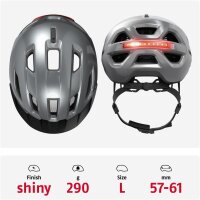ABUS Urban-I 4.0 bicycle helmet L (57–61 cm), integrated USB rear light, 2 modes, graphite silver, for adults and teenagers