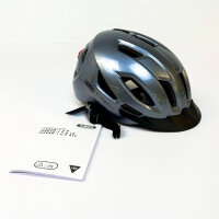 ABUS Urban-I 4.0 bicycle helmet L (57–61 cm), integrated USB rear light, 2 modes, graphite silver, for adults and teenagers