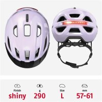 ABUS Urban-I 4.0 Fahrradhelm L (57–61 cm), wiederaufladbares LED-Rücklicht, 2 Modi, violett, für Jugendliche & Erwachsene