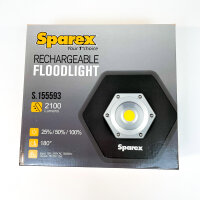 Sparex LED rechargeable floodlight, 2100 lumens, portable, rechargeable, model S.155593, robust housing, versatile use