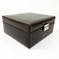 Friedrich23 Uhrenbox 20069-3, für 6 Uhren, abschließbar, braun, Fein-Synthetik, elegantes Design