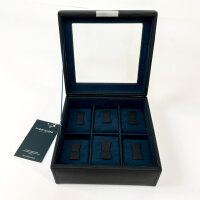 Friedrich23 Uhrenbox 20114-2, Glasdeckel, 6 Uhren, Schwarz, Feinsynthetik, elegantes Design