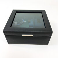 Friedrich23 Uhrenbox 20114-2, Glasdeckel, 6 Uhren, Schwarz, Feinsynthetik, elegantes Design