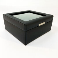 Friedrich23 Uhrenbox 20114-2, Glasdeckel, 6 Uhren, Schwarz, Feinsynthetik, elegantes Design