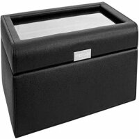 Friedrich23 Uhrenbox 20013-2, Glasdeckel, 10 Uhren, Schwarz, Feinsynthetik, elegantes Design