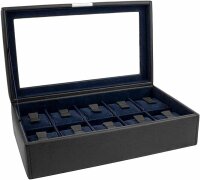 Friedrich23 Uhrenbox 20013-2, Glasdeckel, 10 Uhren, Schwarz, Feinsynthetik, elegantes Design