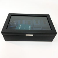 Friedrich23 Uhrenbox 20013-2, Glasdeckel, 10 Uhren, Schwarz, Feinsynthetik, elegantes Design