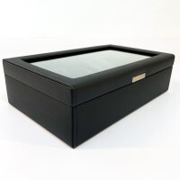 Friedrich23 Uhrenbox 20013-2, Glasdeckel, 10 Uhren, Schwarz, Feinsynthetik, elegantes Design
