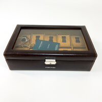 Friedrich23 Uhrenbox 20084-3, Glasdeckel, abschließbar, Platz für 10 Uhren, braun