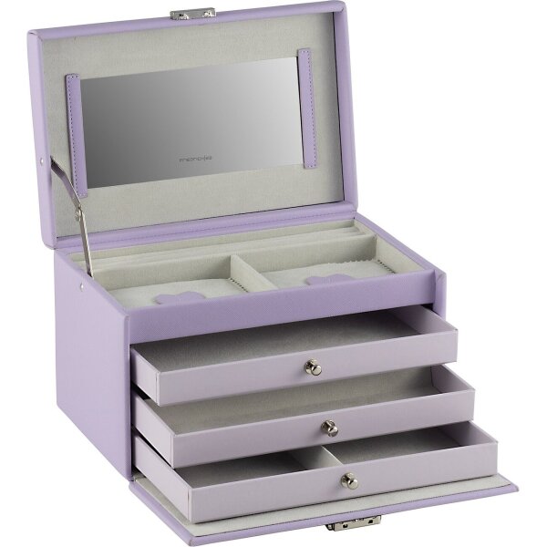 Friedrich23 Jolie jewelry box 23256-56, lockable, cross-scar design, fine synthetic material, lavender