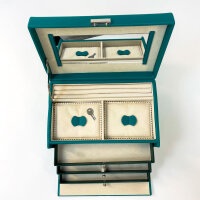 Friedrich23 Jolie Schmuckkästchen 23256-72, abschließbar, Fein-Synthetik, türkis, Schmuckbox mit Spiegel
