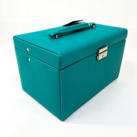 Friedrich23 Jolie Schmuckkästchen 23256-72, abschließbar, Fein-Synthetik, türkis, Schmuckbox mit Spiegel
