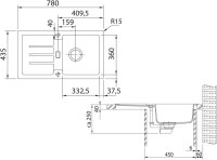 Franke Strata STG61C-ST Einbauspüle, Fragranit DuraKleen Plus, steingrau, reversibel, Modell 114.0303.116