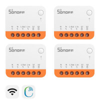 SONOFF MINIR4, 4er-Set, WLAN-Smart-Schalter, Mini-Format, App-Steuerung, Sprachassistent-kompatibel, einfache Installation