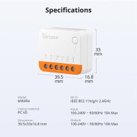 SONOFF MINIR4, 4er-Set, WLAN-Smart-Schalter, Mini-Format, App-Steuerung, Sprachassistent-kompatibel, einfache Installation