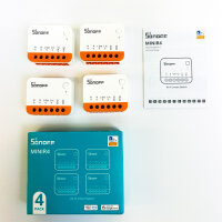 SONOFF MINIR4, 4er-Set, WLAN-Smart-Schalter, Mini-Format, App-Steuerung, Sprachassistent-kompatibel, einfache Installation
