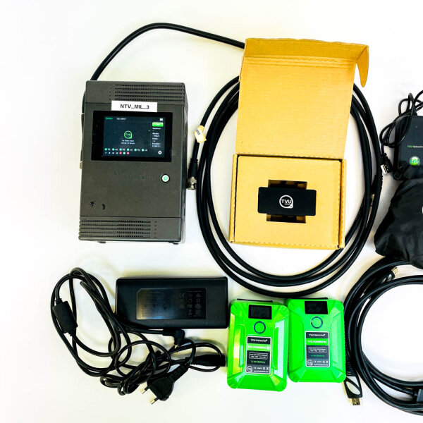 TVU Networks TVU One Live Video Encoder Kit, tragbar, inkl. 2 PowerPac Akkus, Rucksack, Ladegerät