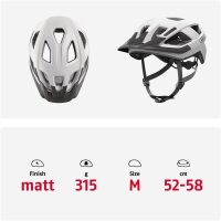 ABUS Aduro 3.0 LED bicycle helmet, Polar White, size M (52–58 cm), with integrated rear light, unisex, safe and comfortable