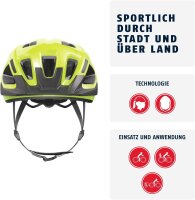 ABUS Aduro 3.0 LED Fahrradhelm, Signalgelb, Größe M (52–58 cm), mit integriertem Rücklicht, für Damen und Herren
