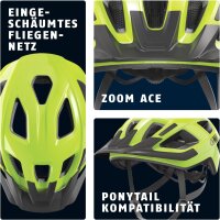 ABUS Aduro 3.0 LED Fahrradhelm, Signalgelb, Größe M (52–58 cm), mit integriertem Rücklicht, für Damen und Herren