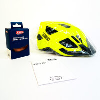 ABUS Aduro 3.0 LED Fahrradhelm, Signalgelb, Größe M (52–58 cm), mit integriertem Rücklicht, für Damen und Herren