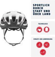 ABUS Aduro 3.0 LED Fahrradhelm, Größe L (58–62 cm), Polar White, mit integriertem Rücklicht, Unisex
