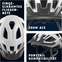 ABUS Aduro 3.0 LED Fahrradhelm, Größe L (58–62 cm), Polar White, mit integriertem Rücklicht, Unisex