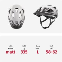 ABUS Aduro 3.0 LED Fahrradhelm, Größe L (58–62 cm), Polar White, mit integriertem Rücklicht, Unisex