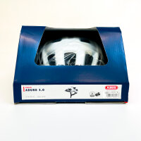 ABUS Aduro 3.0 LED Fahrradhelm, Größe L (58–62 cm), Polar White, mit integriertem Rücklicht, Unisex