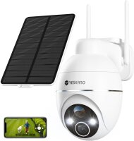 YESKAMO ZS-GX4S, 2K PTZ-Akku-Überwachungskamera, Solarpanel, WLAN 2,4 GHz, App-Steuerung, Weiß