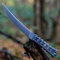 Williams SZO 001 fixed blade knife, designed by Josh Morgan, black handle, including sheath