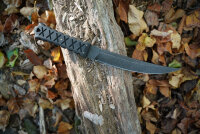 Williams SZO 001 fixed blade knife, designed by Josh Morgan, black handle, including sheath