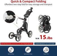 CaddyTek Explorer V8 SuperLite Deluxe Golf Trolley, 4-Wheel, Version 8, Foldable, Height-Adjustable Handle, CP-XR-8DG