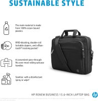 HP Renew Business Laptoptasche 15,6 Zoll, Modell 3E5F8AA, schwarz, wasserabweisend, gepolstert, umweltfreundlich