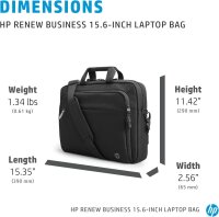 HP Renew Business Laptoptasche 15,6 Zoll, Modell 3E5F8AA, schwarz, wasserabweisend, gepolstert, umweltfreundlich