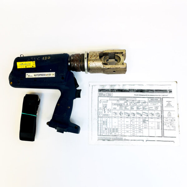 Tyco Electronics AUTOPRESS U120 crimping tool, model 13UE120CU, battery-operated, without battery/charger, for cable connections
