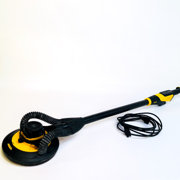Mirka Leros 950 random orbital sander, 225 mm wall and ceiling sander, flexible 140° head, 4000–8000 rpm, for hard-to-reach areas, yellow/black