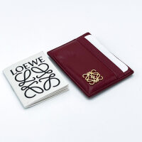 LOEWE Anagram card case, puffer design, leather, burnt red color, compact credit card case