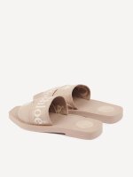 Chloe Woody mules, model CHC23U188EF6K0, size 38W, linen, powder color, flat sole, logo strap