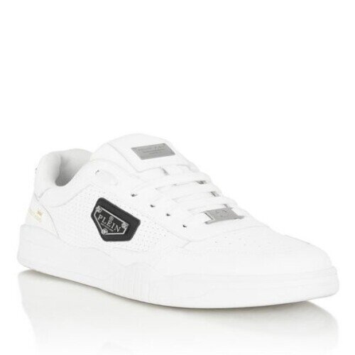 Philipp Plein Street King sneakers, low-top, white, size 42 EU, leather, logo details, sporty-elegant