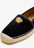 Versace Medusa espadrilles, calfskin, size 45, black with gold Versace details