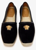 Versace Medusa espadrilles, calfskin, size 45, black with gold Versace details