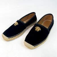 Versace Medusa espadrilles, calfskin, size 45, black with gold Versace details