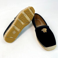 Versace Medusa espadrilles, calfskin, size 45, black with gold Versace details