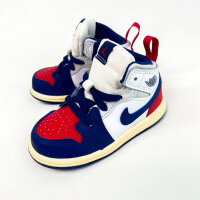 Nike Jordan AJ1 Mid Baby-Sneaker, Größe 22 EU, sportlicher Klettverschluss, gepolsterter Einstieg, rutschfeste Sohle