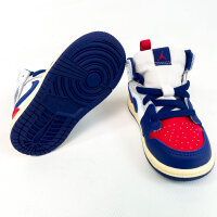 Nike Jordan AJ1 Mid Baby-Sneaker, Größe 22 EU, sportlicher Klettverschluss, gepolsterter Einstieg, rutschfeste Sohle